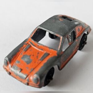 Porche 911 Orange Vintage Diecast Collectible Small Toy Car #1